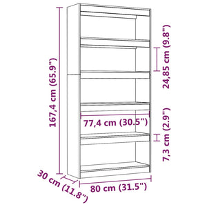 Βιβλιοθήκη/Διαχωριστικό Χώρου Μελί 80x30x167,4 εκ. Ξύλο Πεύκου - Pakobazaar