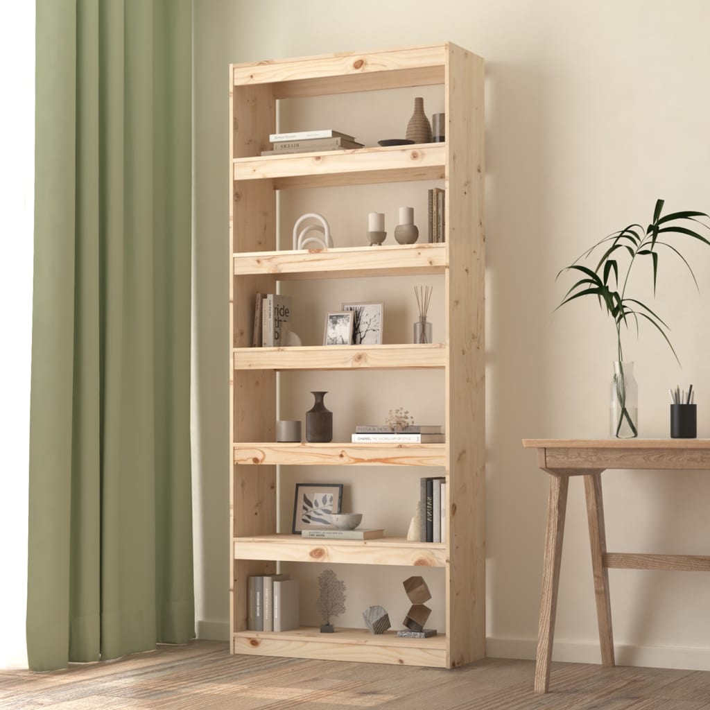 Βιβλιοθήκη/Διαχωριστικό Χώρου 80x30x199,5 εκ. Μασίφ Ξύλο Πεύκου - Pakobazaar