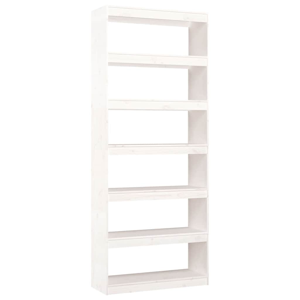 Βιβλιοθήκη/Διαχωριστικό Χώρου Λευκή 80x30x199,5 εκ. Μασίφ Πεύκο - Pakobazaar