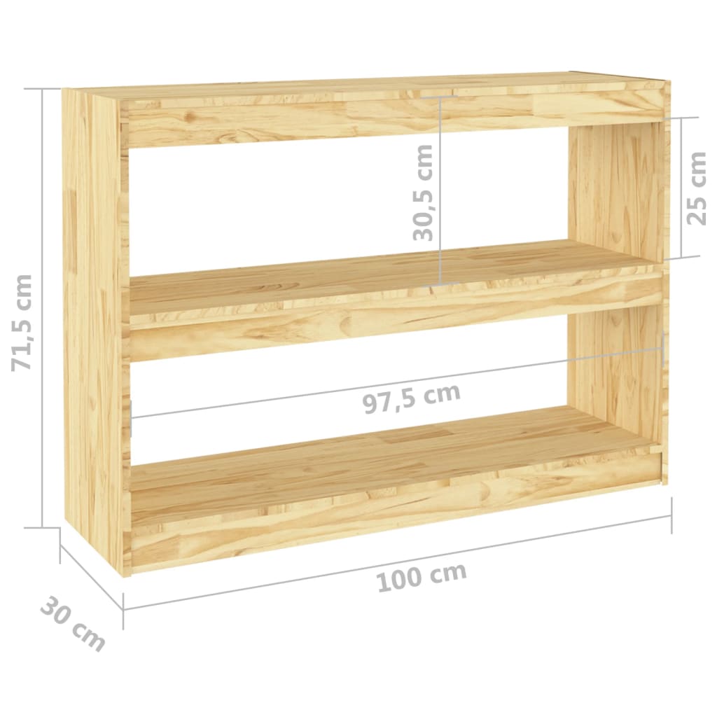 Βιβλιοθήκη/Διαχωριστικό Χώρου 100x30x71,5 εκ. Μασίφ Ξύλο Πεύκου