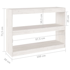 Βιβλιοθήκη/Διαχωριστικό Χώρου Λευκό 100x30x71,5 εκ. Ξύλο Πεύκου