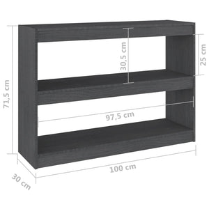 Βιβλιοθήκη/Διαχωριστικό Χώρου Γκρι 100x30x71,5 εκ. Ξύλο Πεύκου