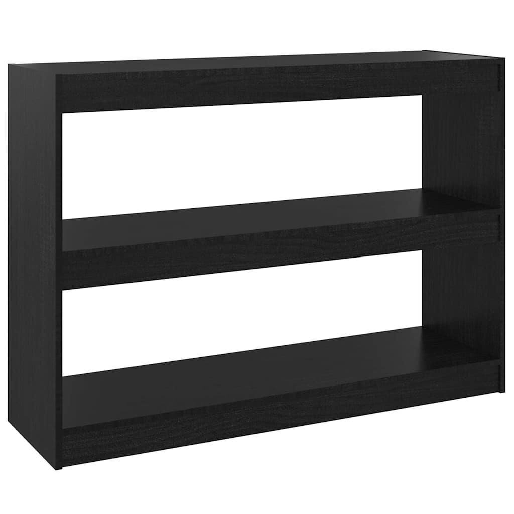 Βιβλιοθήκη/Διαχωριστικό Χώρου Μαύρο 100x30x71,5 εκ. Ξύλο Πεύκου