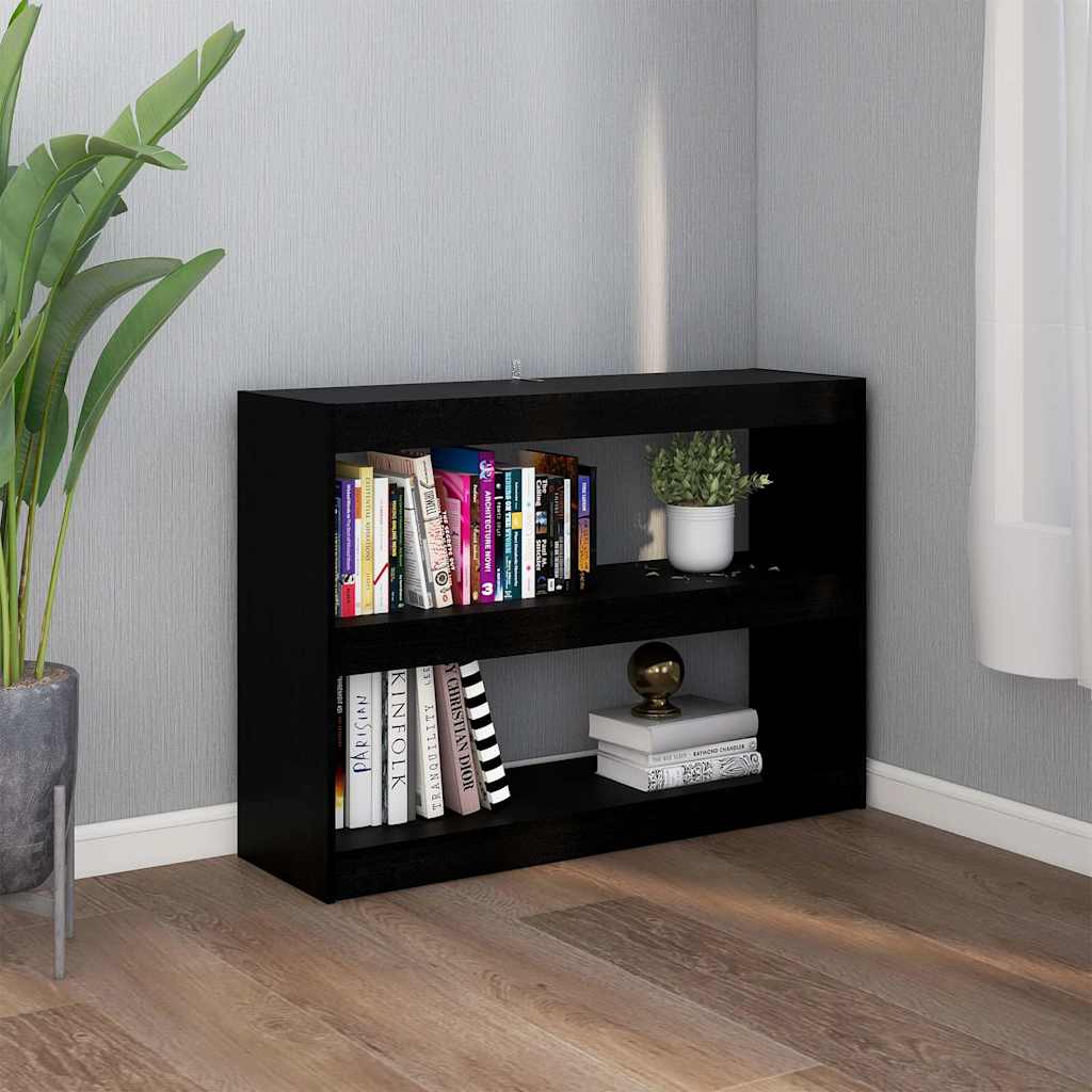 Βιβλιοθήκη/Διαχωριστικό Χώρου Μαύρο 100x30x71,5 εκ. Ξύλο Πεύκου