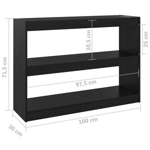 Βιβλιοθήκη/Διαχωριστικό Χώρου Μαύρο 100x30x71,5 εκ. Ξύλο Πεύκου