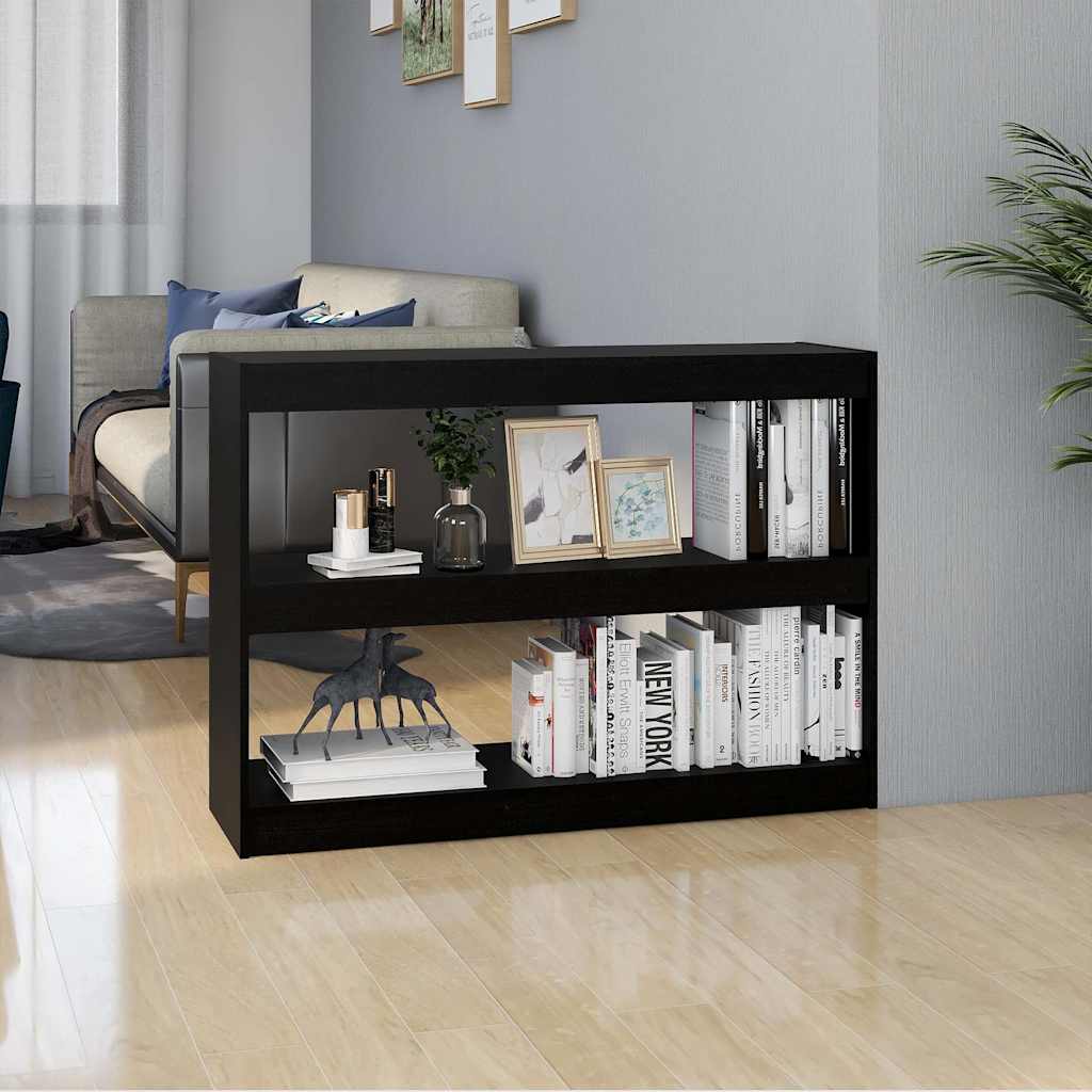 Βιβλιοθήκη/Διαχωριστικό Χώρου Μαύρο 100x30x71,5 εκ. Ξύλο Πεύκου