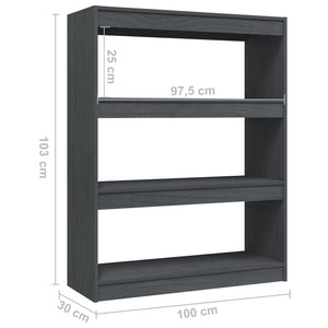 Βιβλιοθήκη/Διαχωριστικό Χώρου Γκρι 100x30x103 εκ. Ξύλο Πεύκου