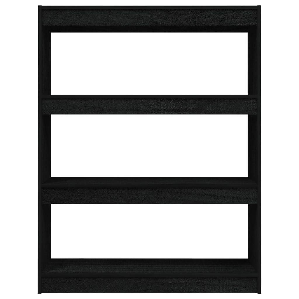 Βιβλιοθήκη/Διαχωριστικό Χώρου Μαύρο 100x30x103 εκ. Ξύλο Πεύκου