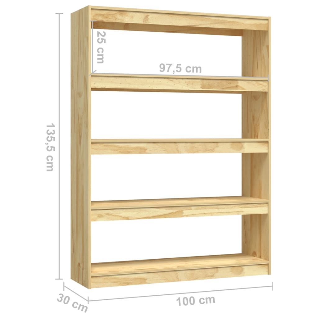 Βιβλιοθήκη/Διαχωριστικό Χώρου 100x30x135,5εκ. Μασίφ Ξύλο Πεύκου