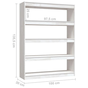 Βιβλιοθήκη/Διαχωριστικό Χώρου Λευκό 100x30x135,5 εκ Ξύλο Πεύκου