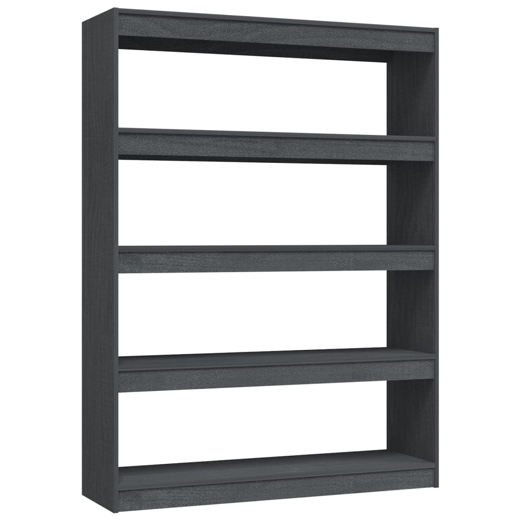 Βιβλιοθήκη/Διαχωριστικό Χώρου Γκρι 100x30x135,5 εκ. Ξύλο Πεύκου