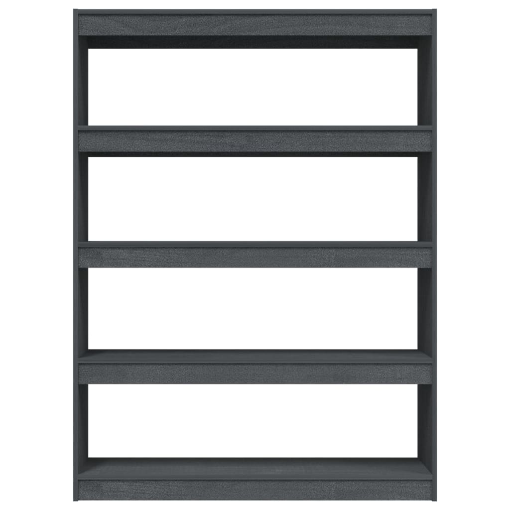 Βιβλιοθήκη/Διαχωριστικό Χώρου Γκρι 100x30x135,5 εκ. Ξύλο Πεύκου