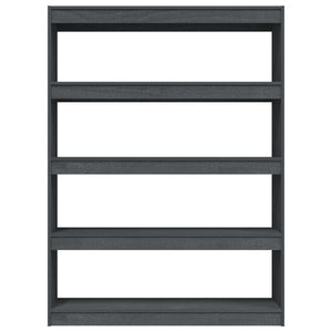 Βιβλιοθήκη/Διαχωριστικό Χώρου Γκρι 100x30x135,5 εκ. Ξύλο Πεύκου