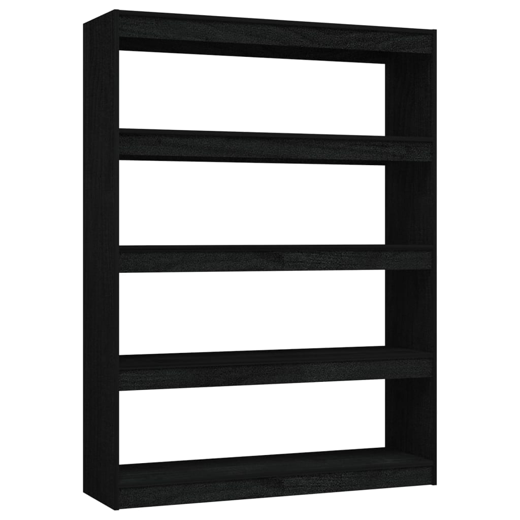 Βιβλιοθήκη/Διαχωριστικό Χώρου Μαύρο 100x30x135,5 εκ Ξύλο Πεύκου
