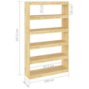 Βιβλιοθήκη/Διαχωριστικό Χώρου 100x30x167,5εκ. Μασίφ Ξύλο Πεύκου