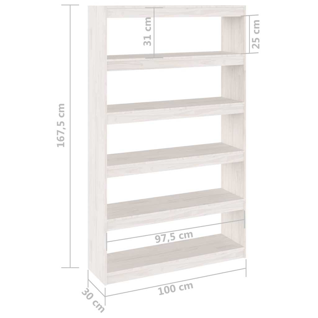 Βιβλιοθήκη/Διαχωριστικό Χώρου Λευκό 100x30x167,5 εκ Ξύλο Πεύκου
