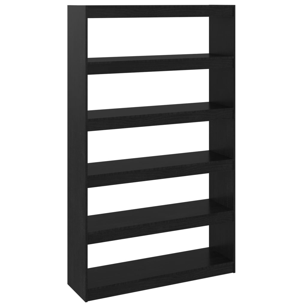 Βιβλιοθήκη/Διαχωριστικό Χώρου Μαύρο 100x30x167,5 εκ Ξύλο Πεύκου