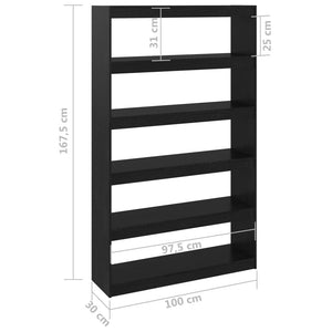 Βιβλιοθήκη/Διαχωριστικό Χώρου Μαύρο 100x30x167,5 εκ Ξύλο Πεύκου