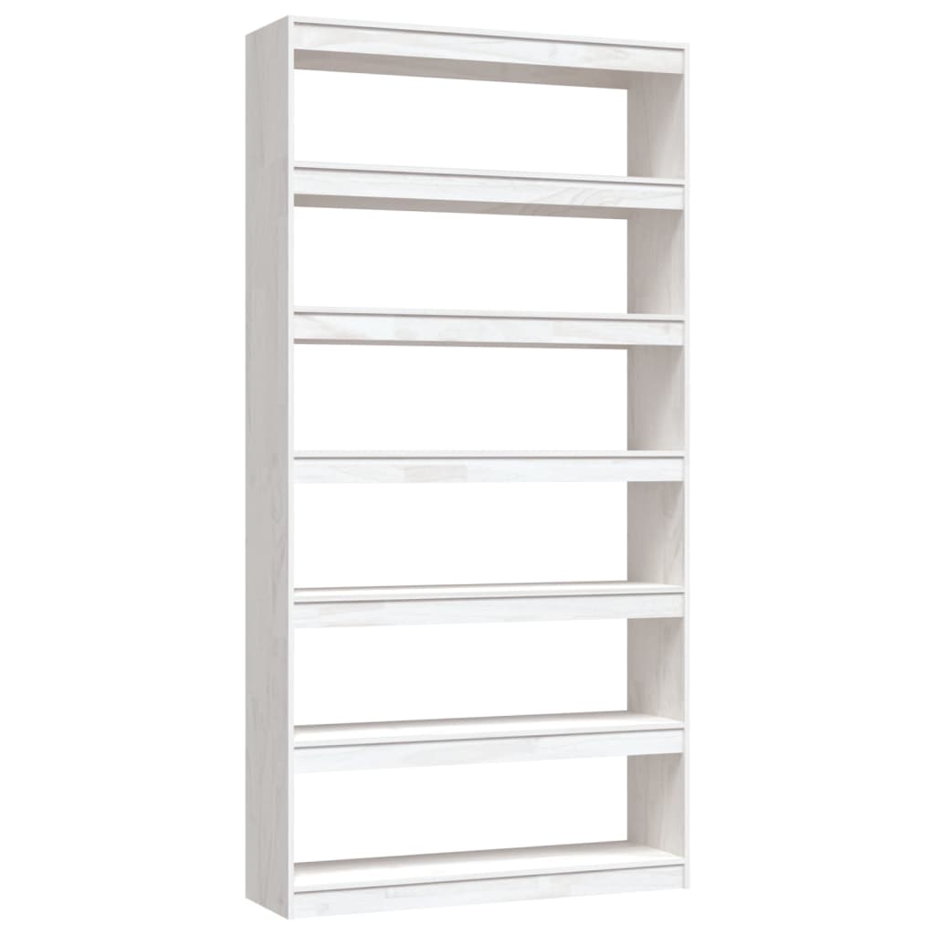 Βιβλιοθήκη/Διαχωριστικό Χώρου Λευκό 100x30x200 εκ. Ξύλο Πεύκου