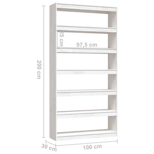 Βιβλιοθήκη/Διαχωριστικό Χώρου Λευκό 100x30x200 εκ. Ξύλο Πεύκου