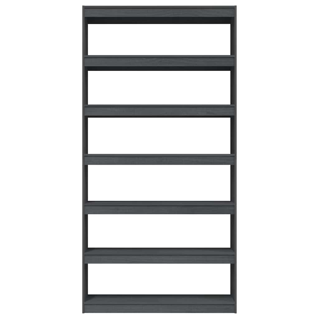 Βιβλιοθήκη/Διαχωριστικό Χώρου Γκρι 100x30x200 εκ. Ξύλο Πεύκου