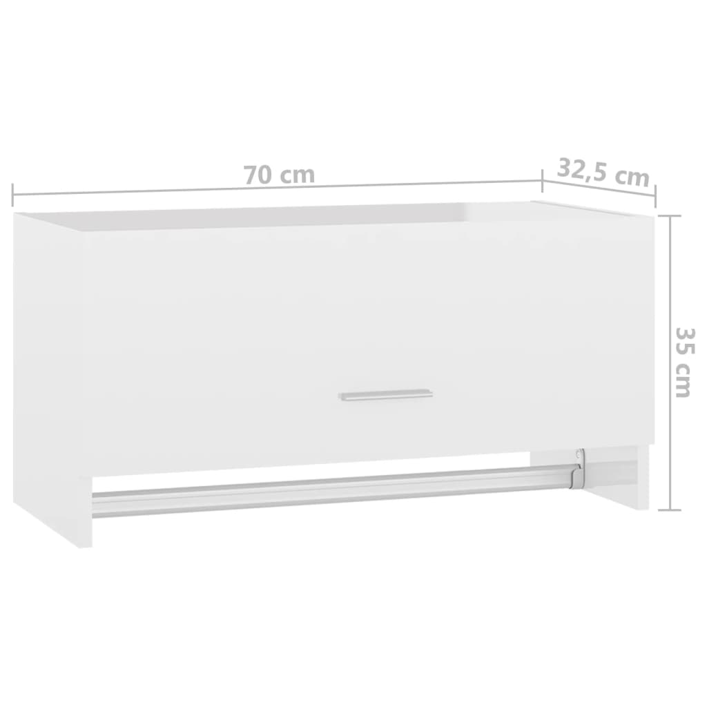 Ντουλάπα Γυαλιστερό Λευκό 70 x 32,5 x 35 εκ. από Επεξ. Ξύλο