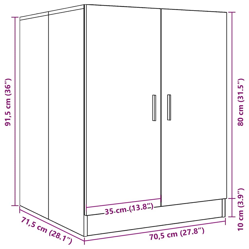 Ντουλάπι Πλυντηρίου Λευκό / Sonoma Δρυς 71 x 71,5 x 91,5 εκ.