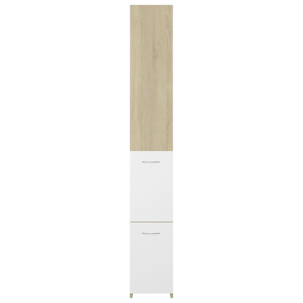 Ντουλάπι Μπάνιου Λευκή/Sonoma Δρυς 25x26,5x170 εκ. Επεξ. Ξύλο