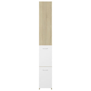 Ντουλάπι Μπάνιου Λευκή/Sonoma Δρυς 25x26,5x170 εκ. Επεξ. Ξύλο
