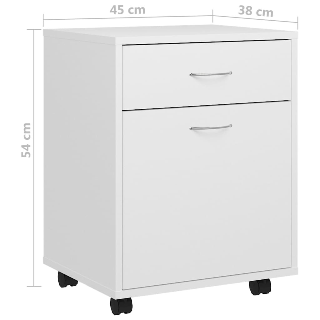 Ντουλάπι Τροχήλατο Λευκό 45 x 38 x 54 εκ. από Επεξ. Ξύλο - Pakobazaar