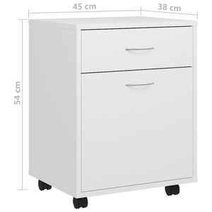 Ντουλάπι Τροχήλατο Λευκό 45 x 38 x 54 εκ. από Επεξ. Ξύλο - Pakobazaar