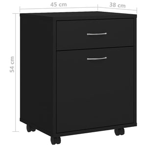 Ντουλάπι Τροχήλατο Μαύρο 45 x 38 x 54 εκ. από Επεξ. Ξύλο