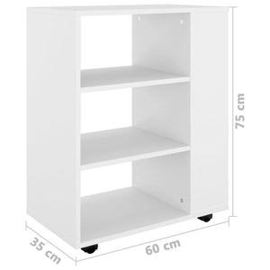 Ντουλάπι Τροχήλατο Λευκό 60 x 35 x 75 εκ. από Επεξ. Ξύλο - Pakobazaar