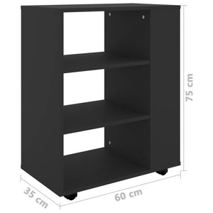 Ντουλάπι Τροχήλατο Μαύρο 60 x 35 x 75 εκ. από Επεξ. Ξύλο - Pakobazaar