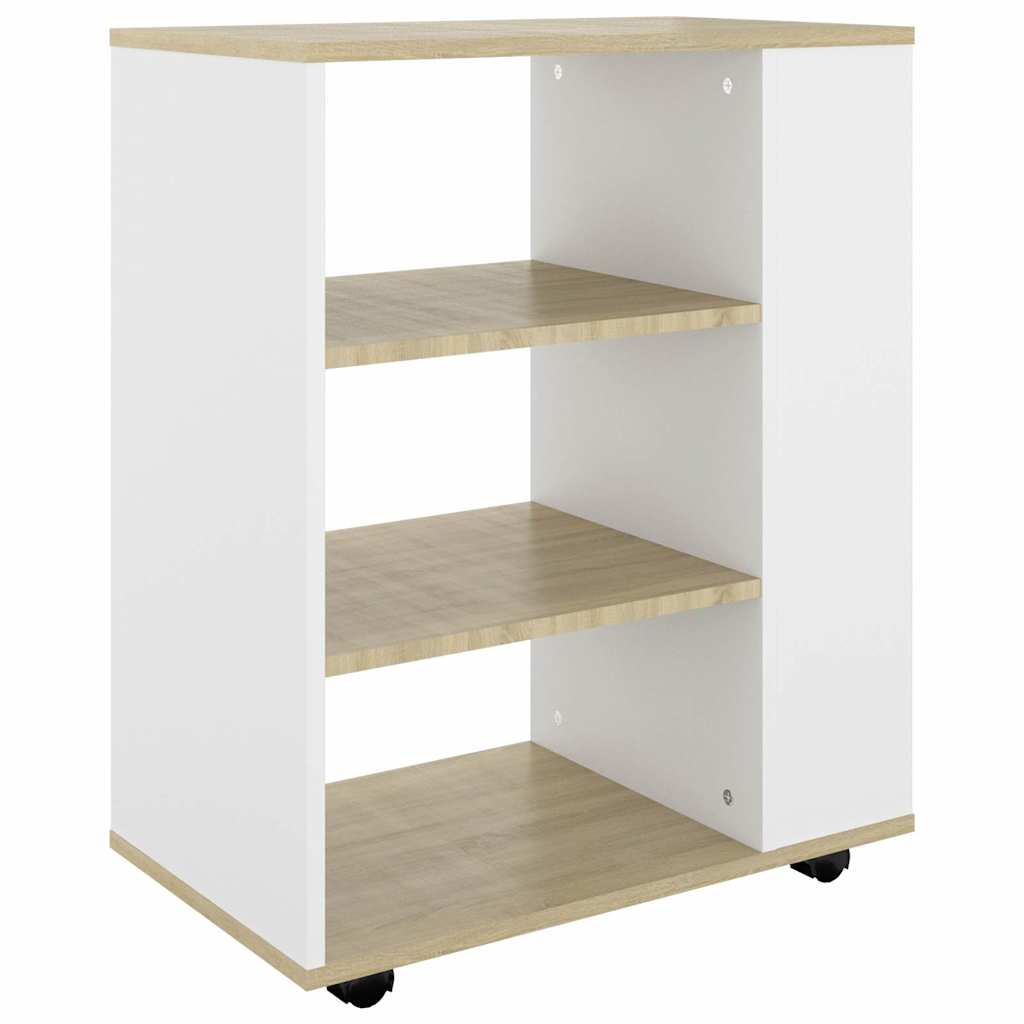 Ντουλάπι Τροχήλατο Λευκό/Sonoma Δρυς 60x35x75 εκ. Μοριοσανίδα - Pakobazaar
