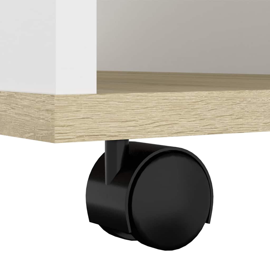 Ντουλάπι Τροχήλατο Λευκό/Sonoma Δρυς 60x35x75 εκ. Μοριοσανίδα - Pakobazaar