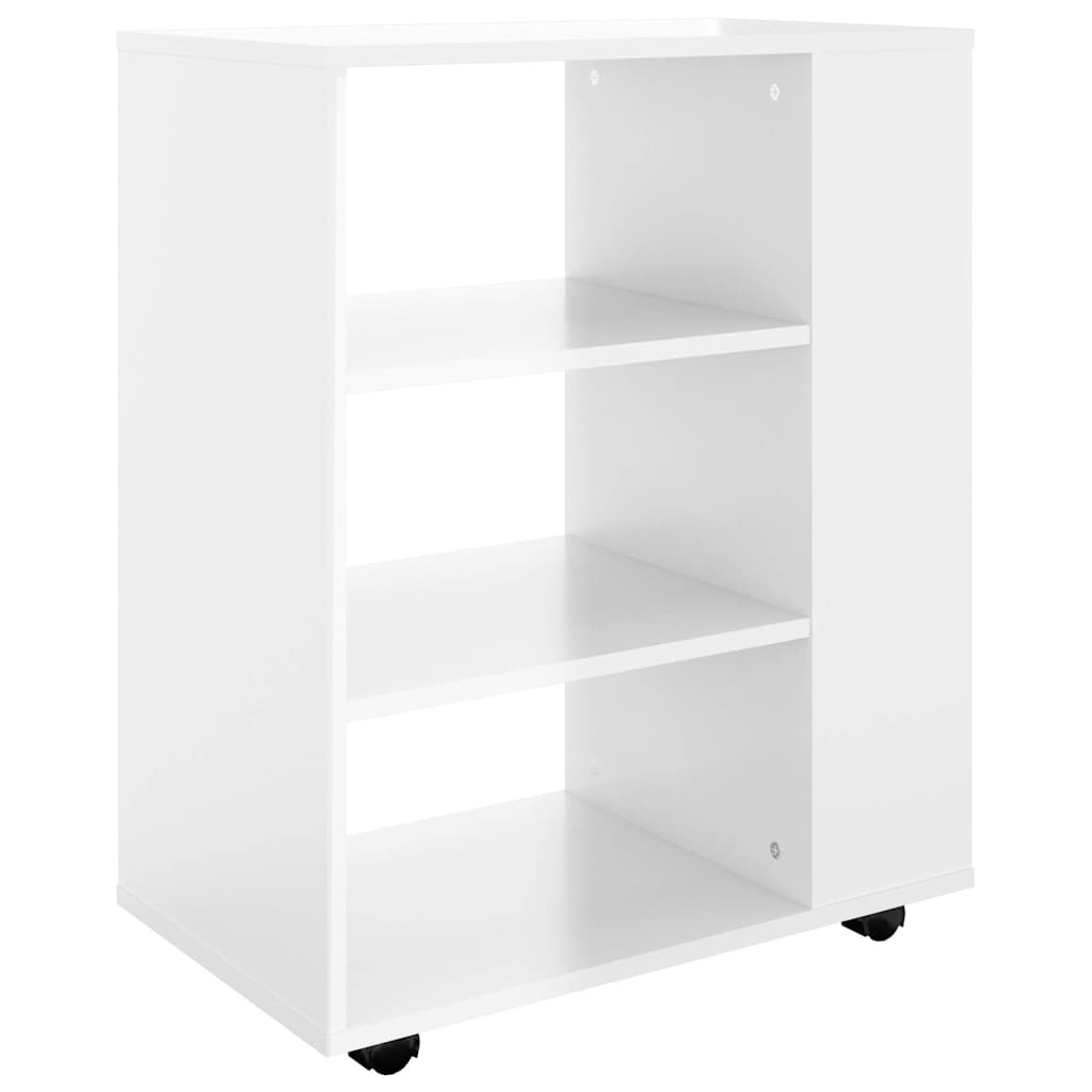 Ντουλάπι Τροχήλατο Γυαλιστ. Λευκό 60x35x75 εκ. από Επεξ. Ξύλο