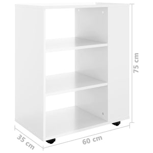 Ντουλάπι Τροχήλατο Γυαλιστ. Λευκό 60x35x75 εκ. από Επεξ. Ξύλο