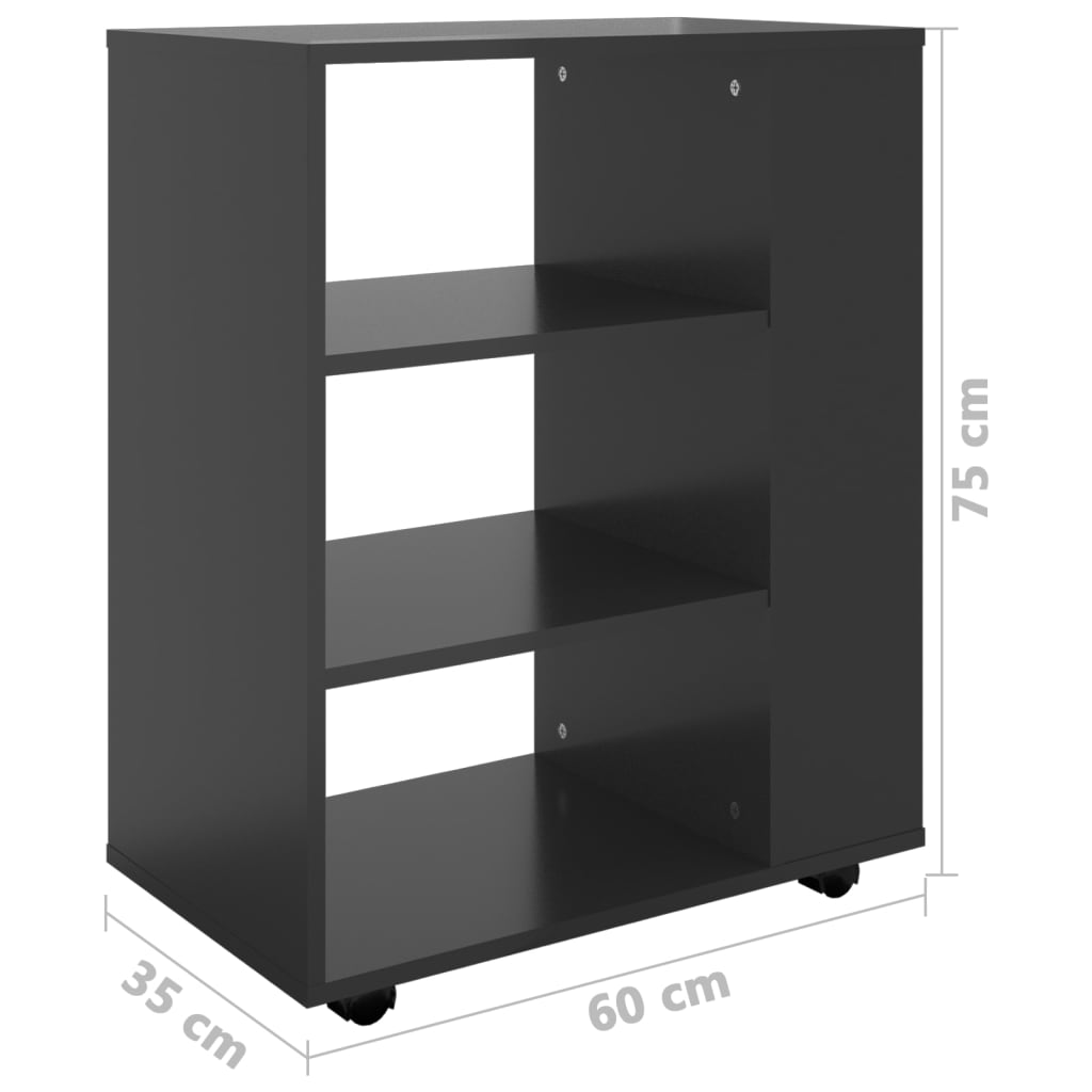 Ντουλάπι Τροχήλατο Γυαλιστ. Μαύρο 60x35x75 εκ. από Μοριοσανίδα