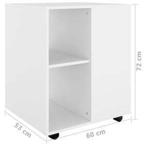 Ντουλάπι Τροχήλατο Λευκό 60 x 53 x 72 εκ. από Επεξ. Ξύλο - Pakobazaar