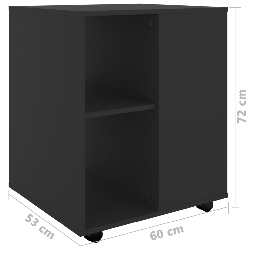 Ντουλάπι Τροχήλατο Μαύρο 60 x 53 x 72 εκ. από Επεξ. Ξύλο - Pakobazaar