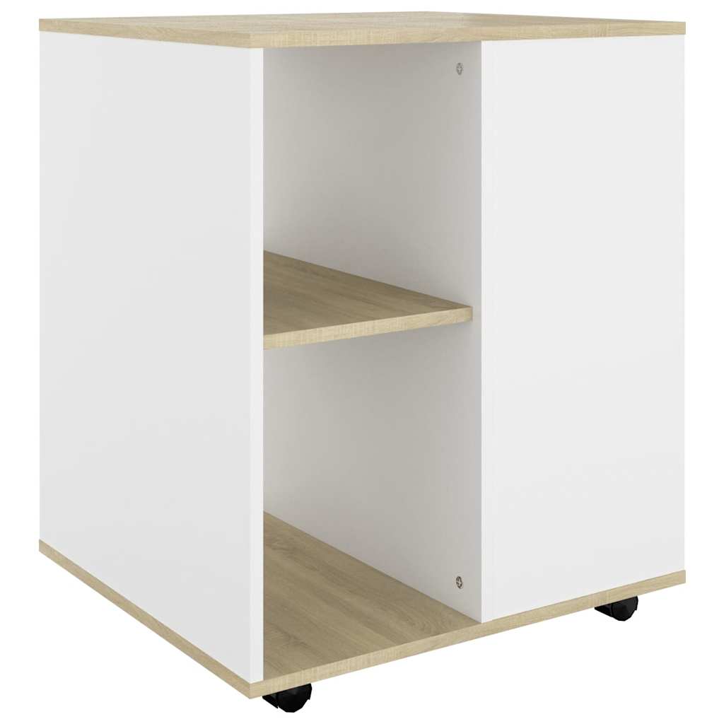 Ντουλάπι Τροχήλατο Λευκό/Sonoma Δρυς 60x53x72 εκ. Μοριοσανίδα