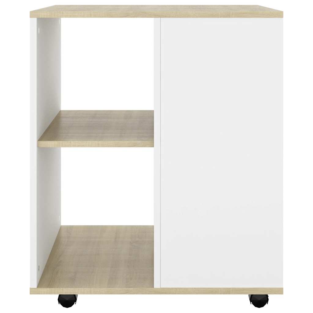Ντουλάπι Τροχήλατο Λευκό/Sonoma Δρυς 60x53x72 εκ. Μοριοσανίδα