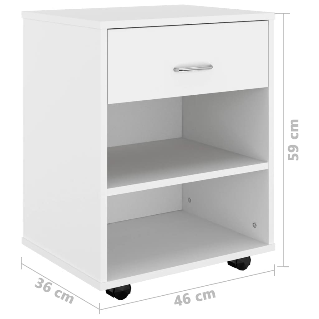 Ντουλάπι Τροχήλατο Λευκό 46 x 36 x 59 εκ. από Επεξ. Ξύλο