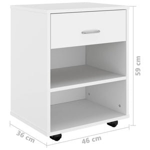 Ντουλάπι Τροχήλατο Λευκό 46 x 36 x 59 εκ. από Επεξ. Ξύλο