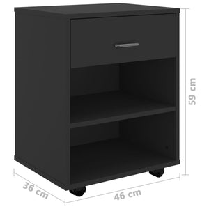 Ντουλάπι Τροχήλατο Μαύρο 46 x 36 x 59 εκ. από Επεξ. Ξύλο