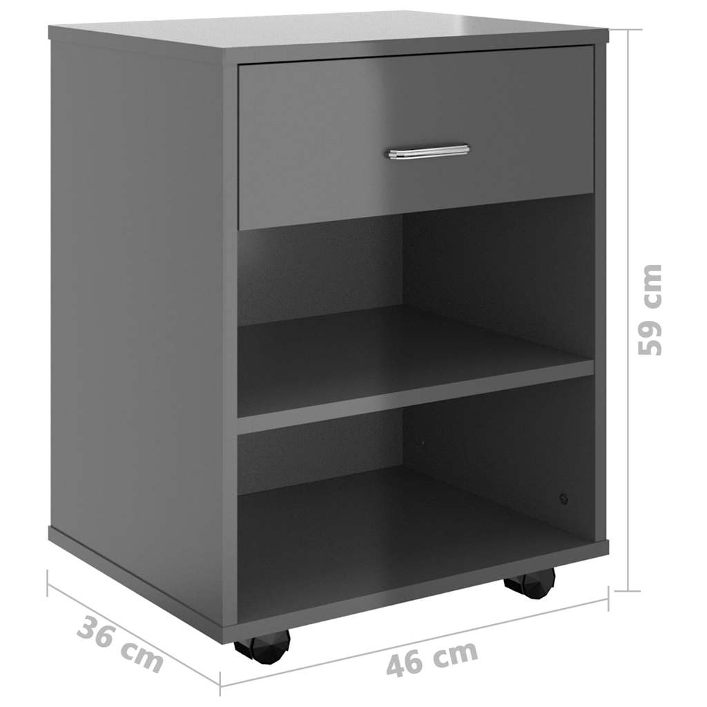 Ντουλάπι Τροχήλατο Γκρι Γυαλ. 46 x 36 x 59 εκ. από Μοριοσανίδα