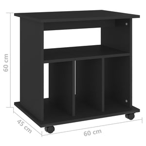 Ντουλάπι Τροχήλατο Μαύρο 60 x 45 x 60 εκ. από Επεξ. Ξύλο