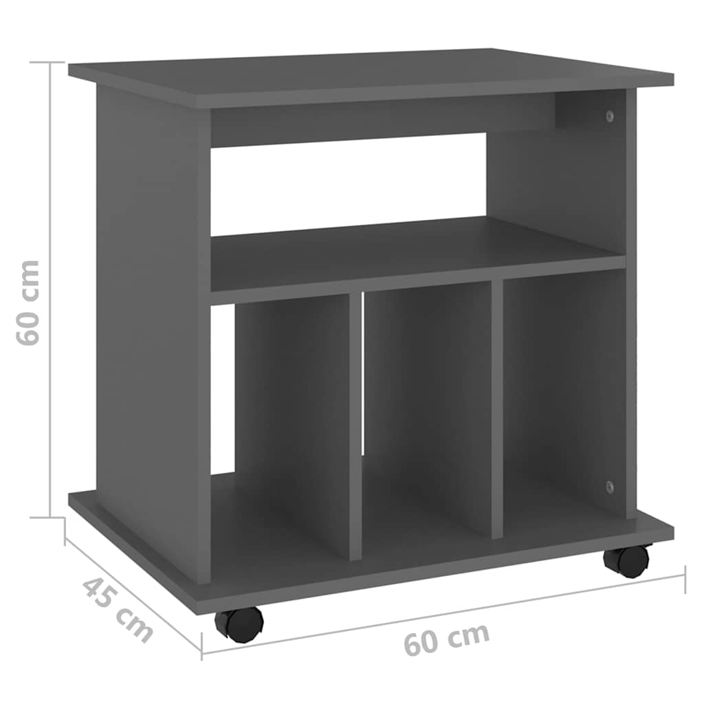 Ντουλάπι Τροχήλατο Γκρι 60 x 45 x 60 εκ. από Μοριοσανίδα