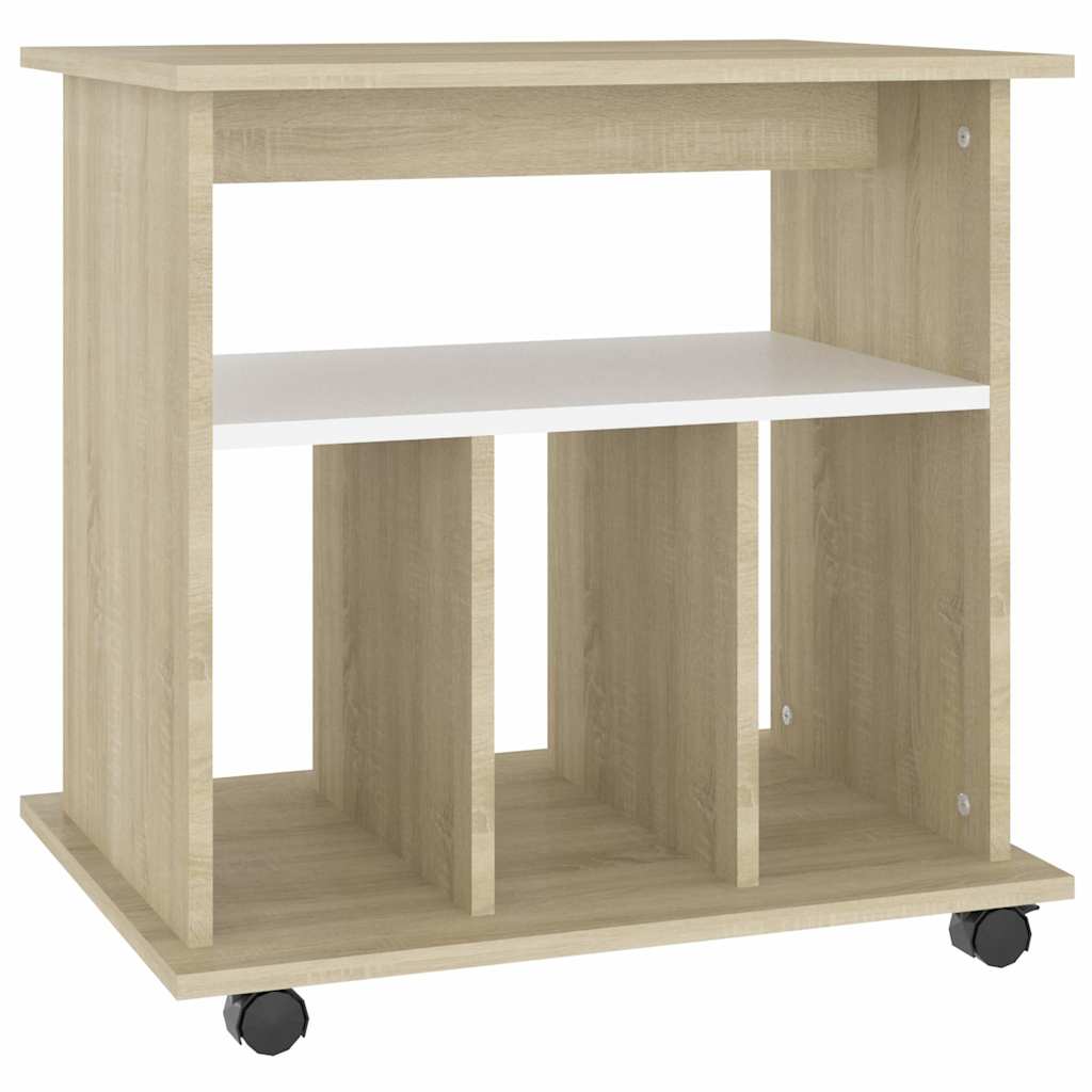 Ντουλάπι Τροχήλατο Λευκό/Sonoma Δρυς 60x45x60 εκ. Μοριοσανίδα